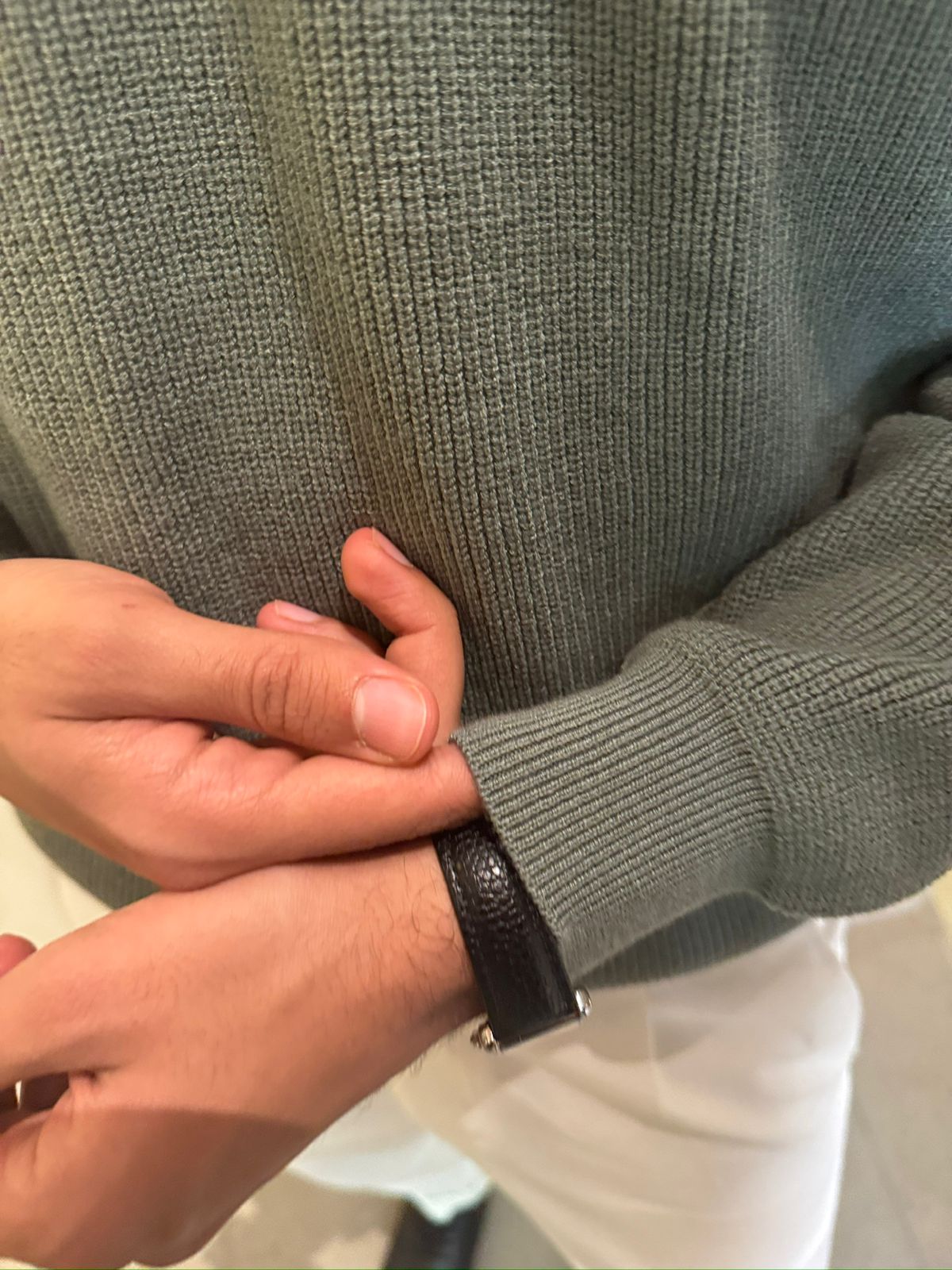 Mint knitted quarter-zip polo