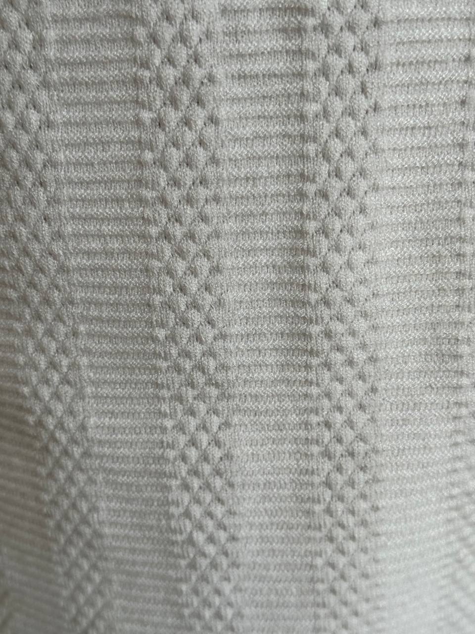 White Textured Knit Polo