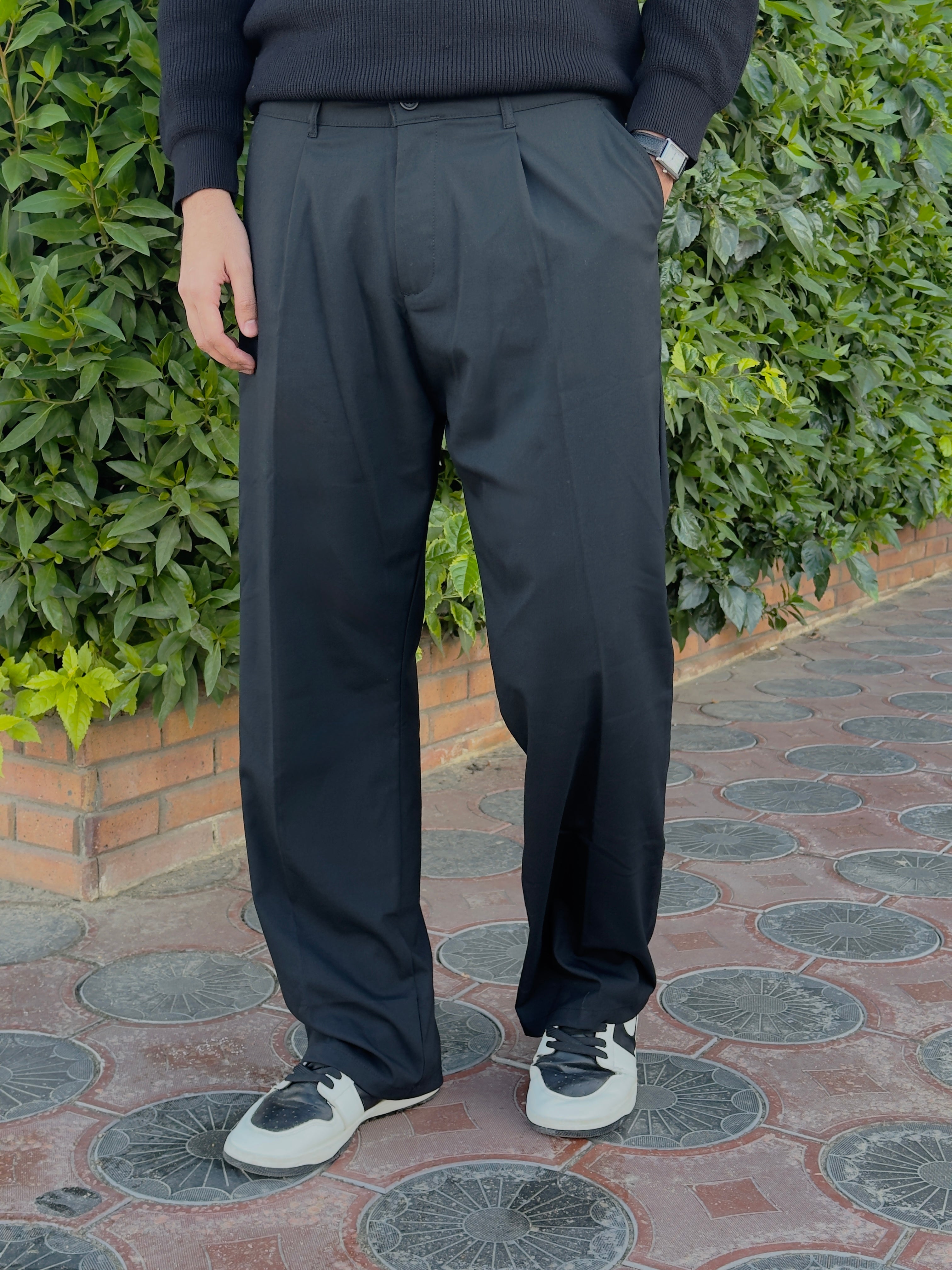 Black Tailored Wide Leg Pants