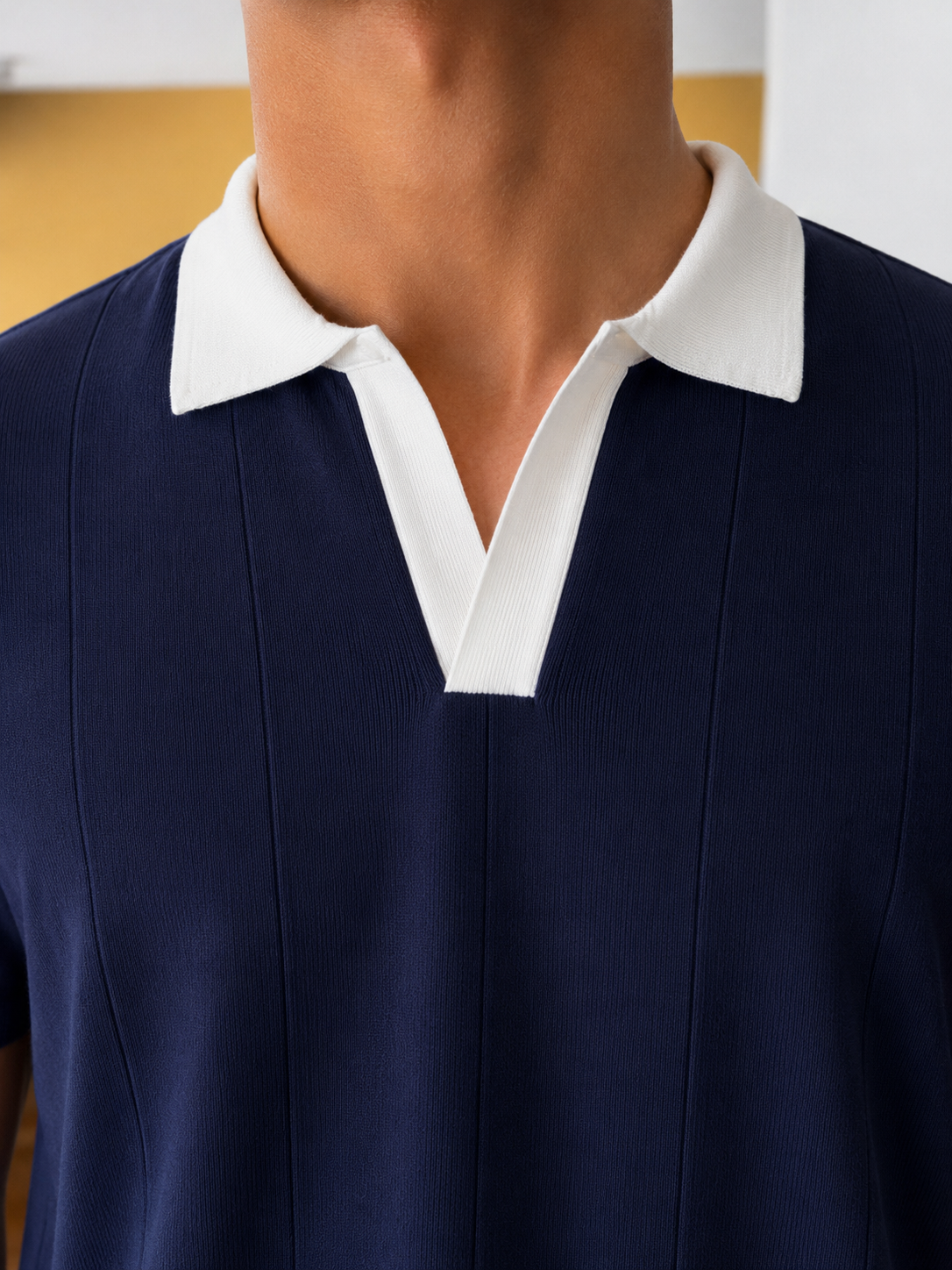 NAVY Ringer Knitted Polo
