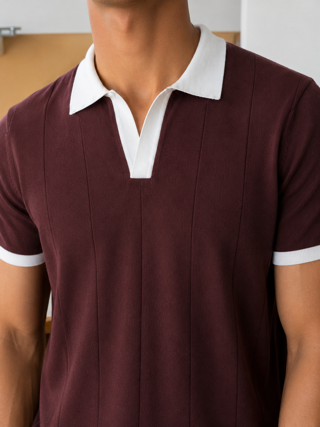 Brown Ringer Knitted Polo