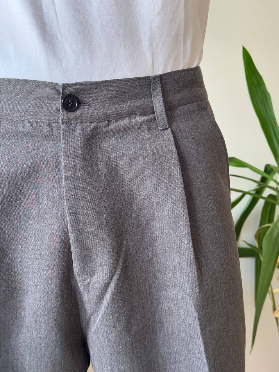 Gray Tailored Wide Leg Pants