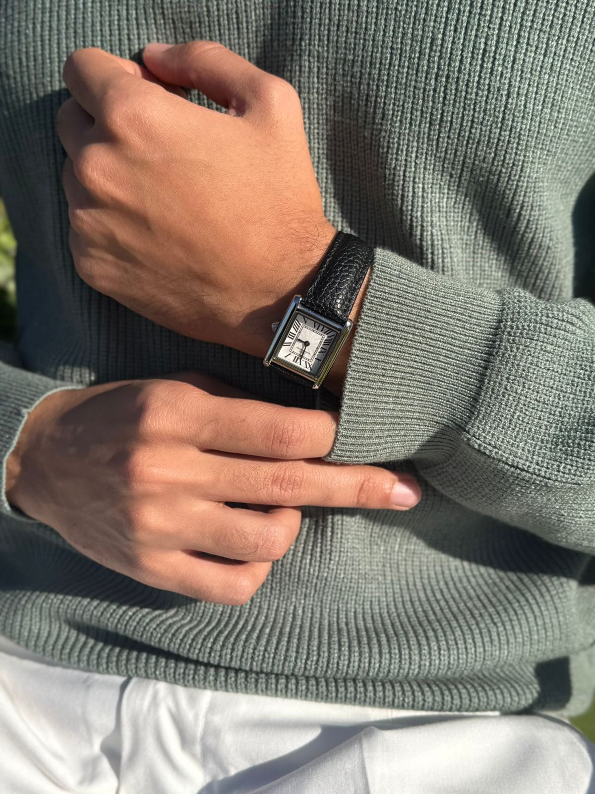 Mint knitted quarter-zip polo