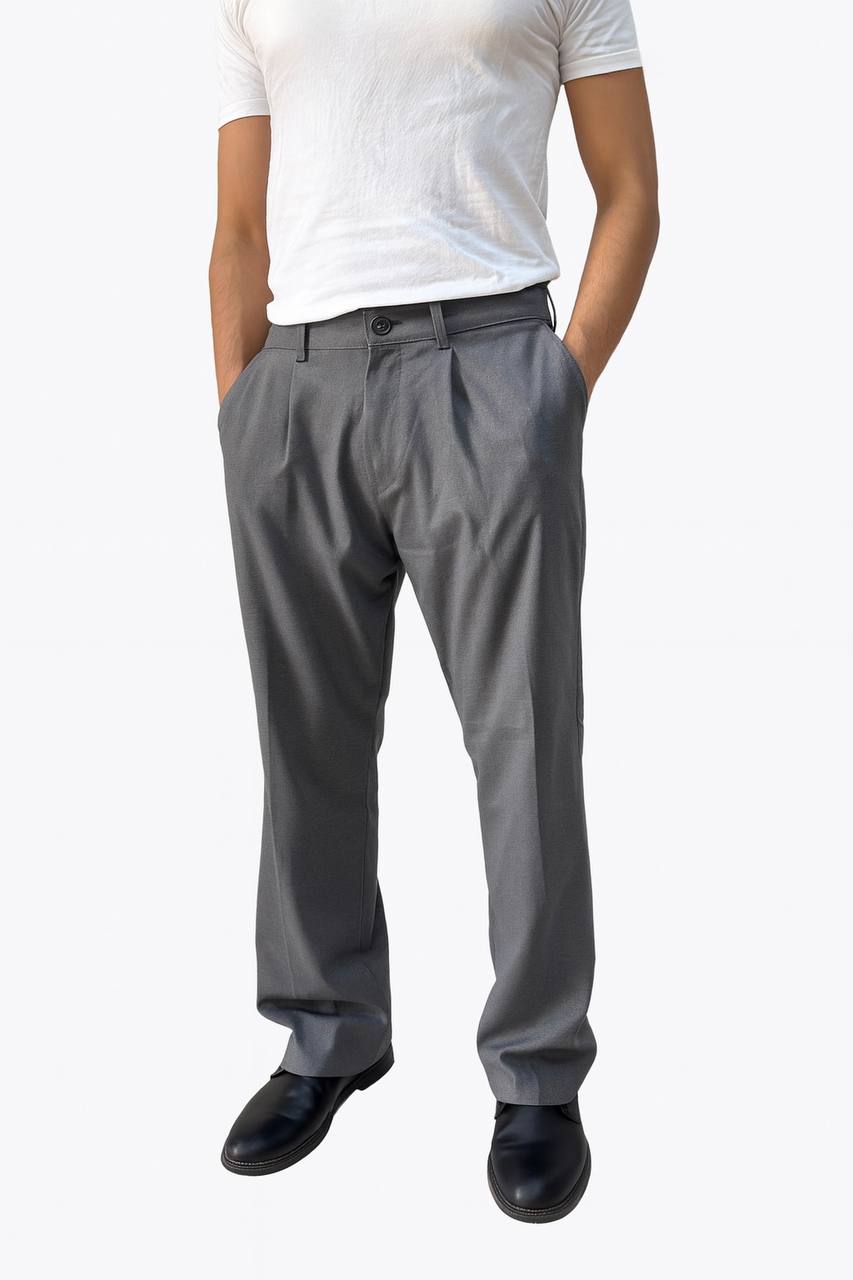 Gray Tailored Wide Leg Pants